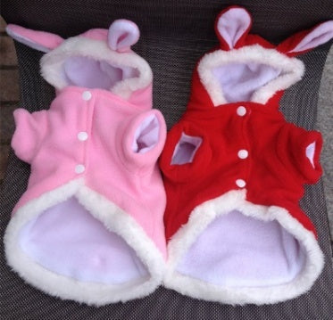 HKM-3342013 Cute Rabbit Pet Hoodie for Cats and Dogs - Fleece Warm Jacket in Various Sizes