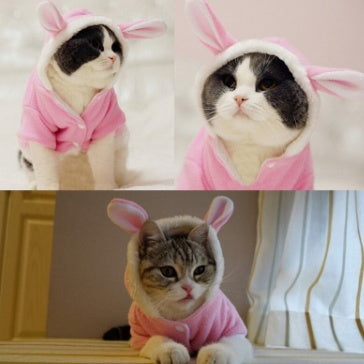 HKM-3342013 Cute Rabbit Pet Hoodie for Cats and Dogs - Fleece Warm Jacket in Various Sizes