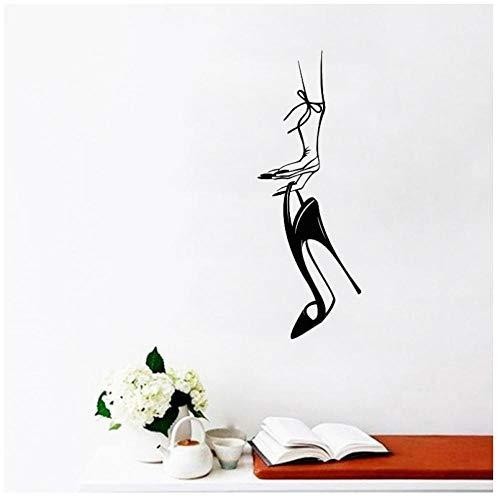 HKM-334227 Modern PVC Mural - Black High Heels Design for Living Room or Bedroom, 42x112cm