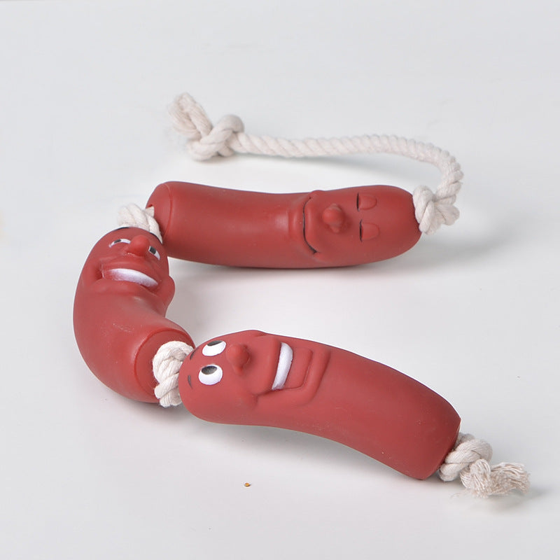 HKM-3342397 Eco-Friendly Silicone Sausage Gnaws Pet Chew Toy for Dental Health