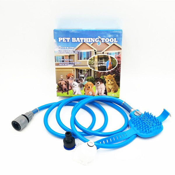 HKM-334291 Blue Pet Bathing and Massage Brush with Adjustable Nozzle and 2.5m Hose