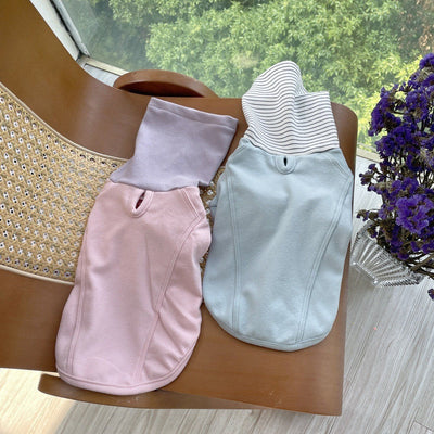 HKM-3343165 Color Block High Collar Basic Shirt for Dogs - Casual Pet Clothing in Pink, Light Blue, and Brown