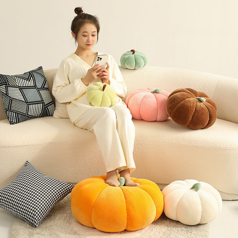 HKM-334355 Cute Pumpkin Pillow with Plant Pattern – Modern Sofa Cushion in Various Sizes and Colors