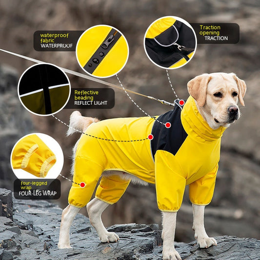 HKM-3343933 Waterproof and Windproof Shell Jacket for Dogs - Available in Yellow, Black, Milky White, Sizes XL to 8XL