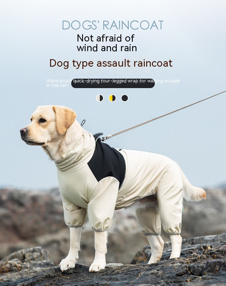 HKM-3343933 Waterproof and Windproof Shell Jacket for Dogs - Available in Yellow, Black, Milky White, Sizes XL to 8XL