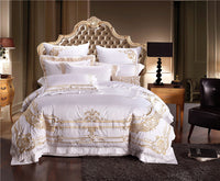 HKM-334547 Elegant Four-Piece European Style Bedding Set with Satin Finish