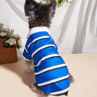 HKM-3345725 Blue and White Striped Polo Shirt for Dogs - Stylish Pet Clothing in Multiple Sizes