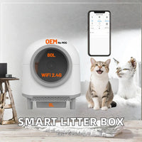 HKM-334675 Smart Self-Cleaning Cat Litter Box with Large 80L Capacity and Automatic Function