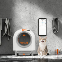 HKM-334675 Smart Self-Cleaning Cat Litter Box with Large 80L Capacity and Automatic Function