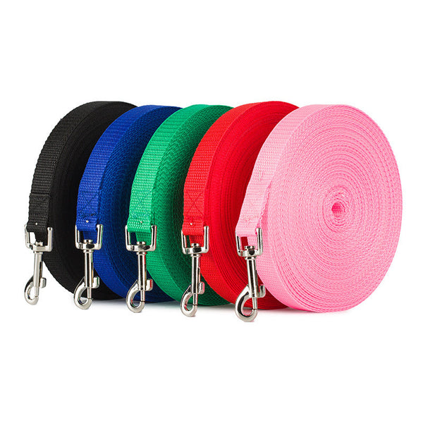 HKM-3347133 Durable Nylon Long Rope Pet Leash - 1.5M, 1.8M, 3M Lengths in Vibrant Colors
