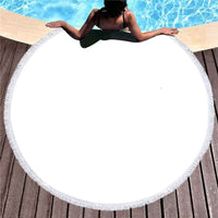 HKM-334803 Microfiber Round Beach Towel with Tassels - Soft and Absorbent Design