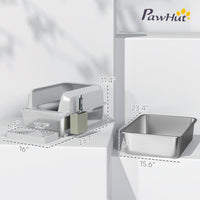 HKM-3348797 Stainless Steel Cat Litter Box with High Walls, Scoop, and Holder for Easy Cleanup