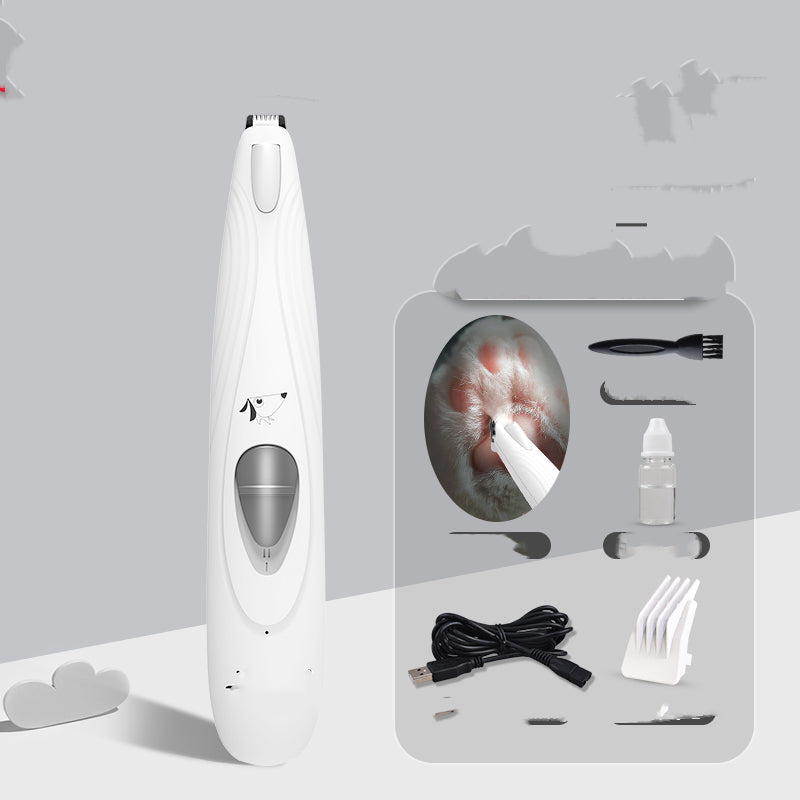 HKM-3348925 Pet Paw Hair Trimmer with USB Charging and LED Light ¨C Rechargeable Dog Grooming Tool