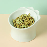 HKM-3349309 Ceramic Cat Food Bowl for Cervical Spine Protection ¨C Available in Pearl Mint Green, Pearl White, and Cherry Blossom Pink