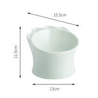 HKM-3349309 Ceramic Cat Food Bowl for Cervical Spine Protection ¨C Available in Pearl Mint Green, Pearl White, and Cherry Blossom Pink