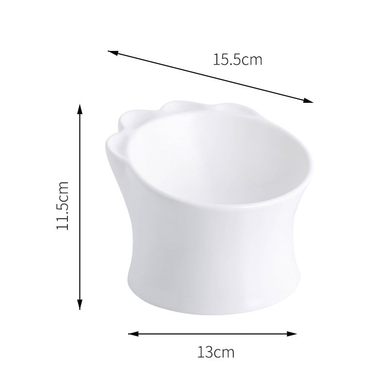 HKM-3349309 Ceramic Cat Food Bowl for Cervical Spine Protection ¨C Available in Pearl Mint Green, Pearl White, and Cherry Blossom Pink