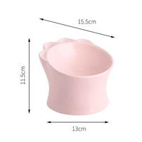HKM-3349309 Ceramic Cat Food Bowl for Cervical Spine Protection ¨C Available in Pearl Mint Green, Pearl White, and Cherry Blossom Pink