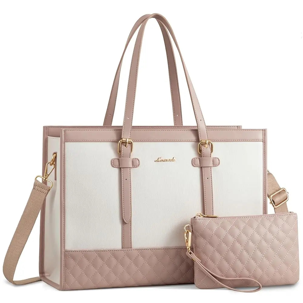 HKM-334931 Spacious Women's 2-Piece Laptop Tote Bag Set for Business and Travel, Fits Up to 15.6-Inch Laptops