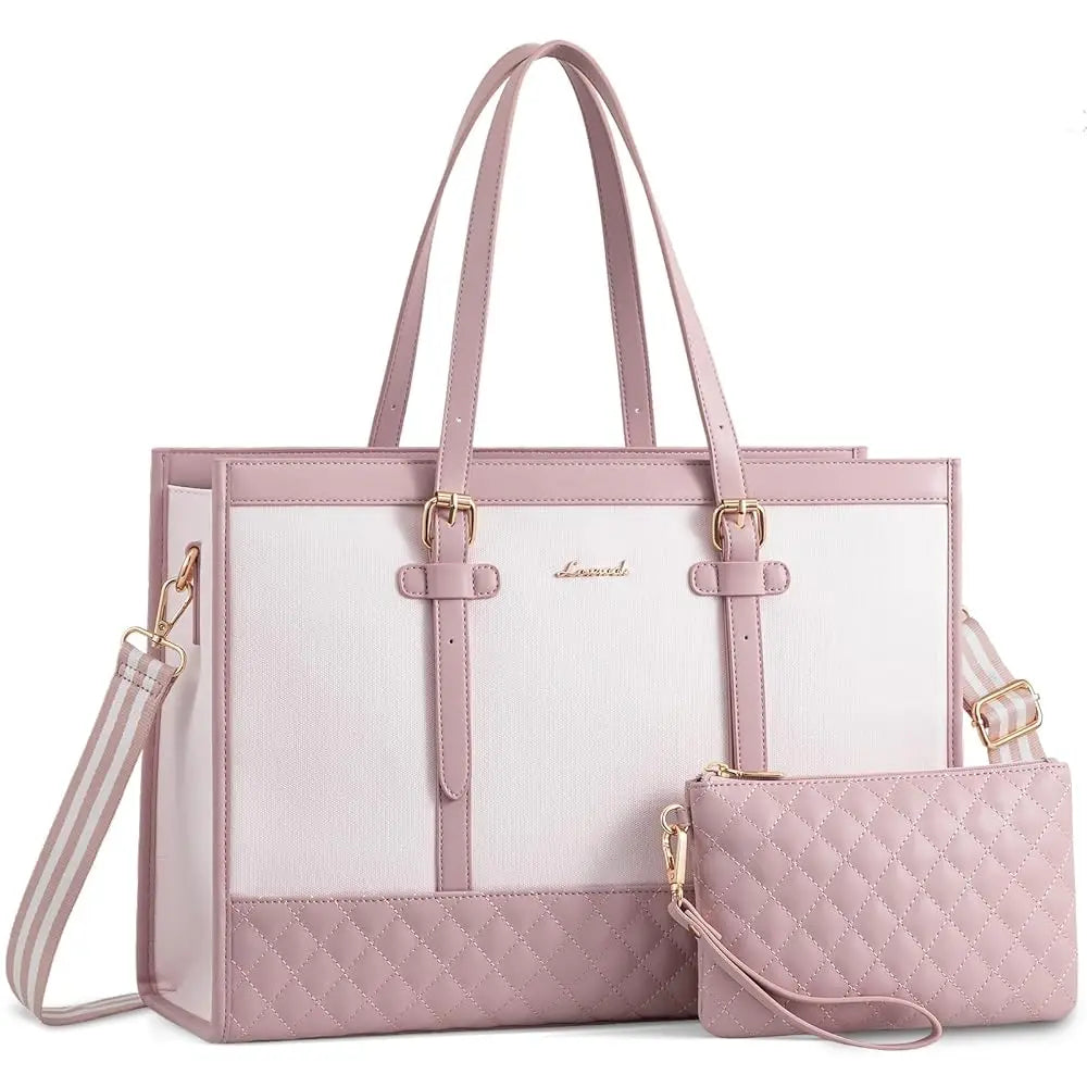 HKM-334931 Spacious Women's 2-Piece Laptop Tote Bag Set for Business and Travel, Fits Up to 15.6-Inch Laptops