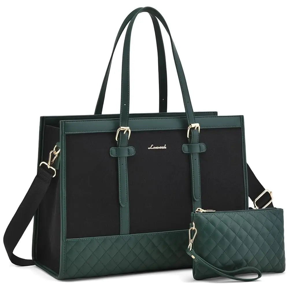HKM-334931 Spacious Women's 2-Piece Laptop Tote Bag Set for Business and Travel, Fits Up to 15.6-Inch Laptops