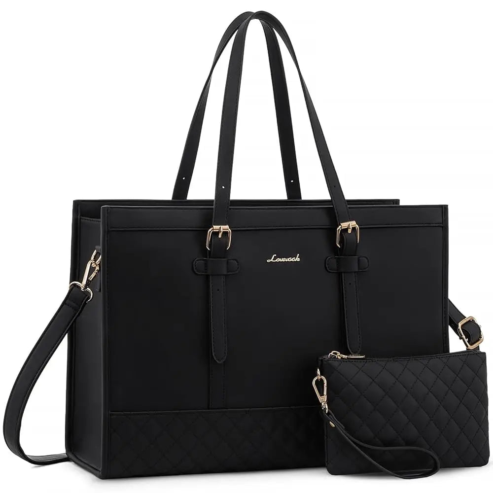 HKM-334931 Spacious Women's 2-Piece Laptop Tote Bag Set for Business and Travel, Fits Up to 15.6-Inch Laptops