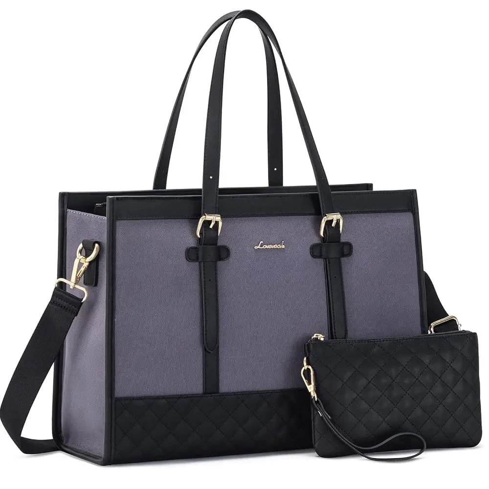 HKM-334931 Spacious Women's 2-Piece Laptop Tote Bag Set for Business and Travel, Fits Up to 15.6-Inch Laptops
