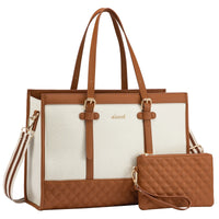 HKM-334931 Spacious Women's 2-Piece Laptop Tote Bag Set for Business and Travel, Fits Up to 15.6-Inch Laptops