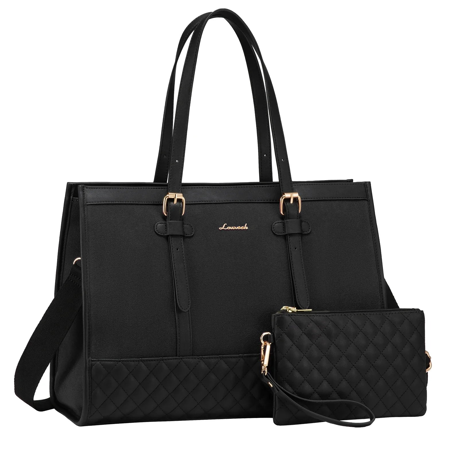 HKM-334931 Spacious Women's 2-Piece Laptop Tote Bag Set for Business and Travel, Fits Up to 15.6-Inch Laptops