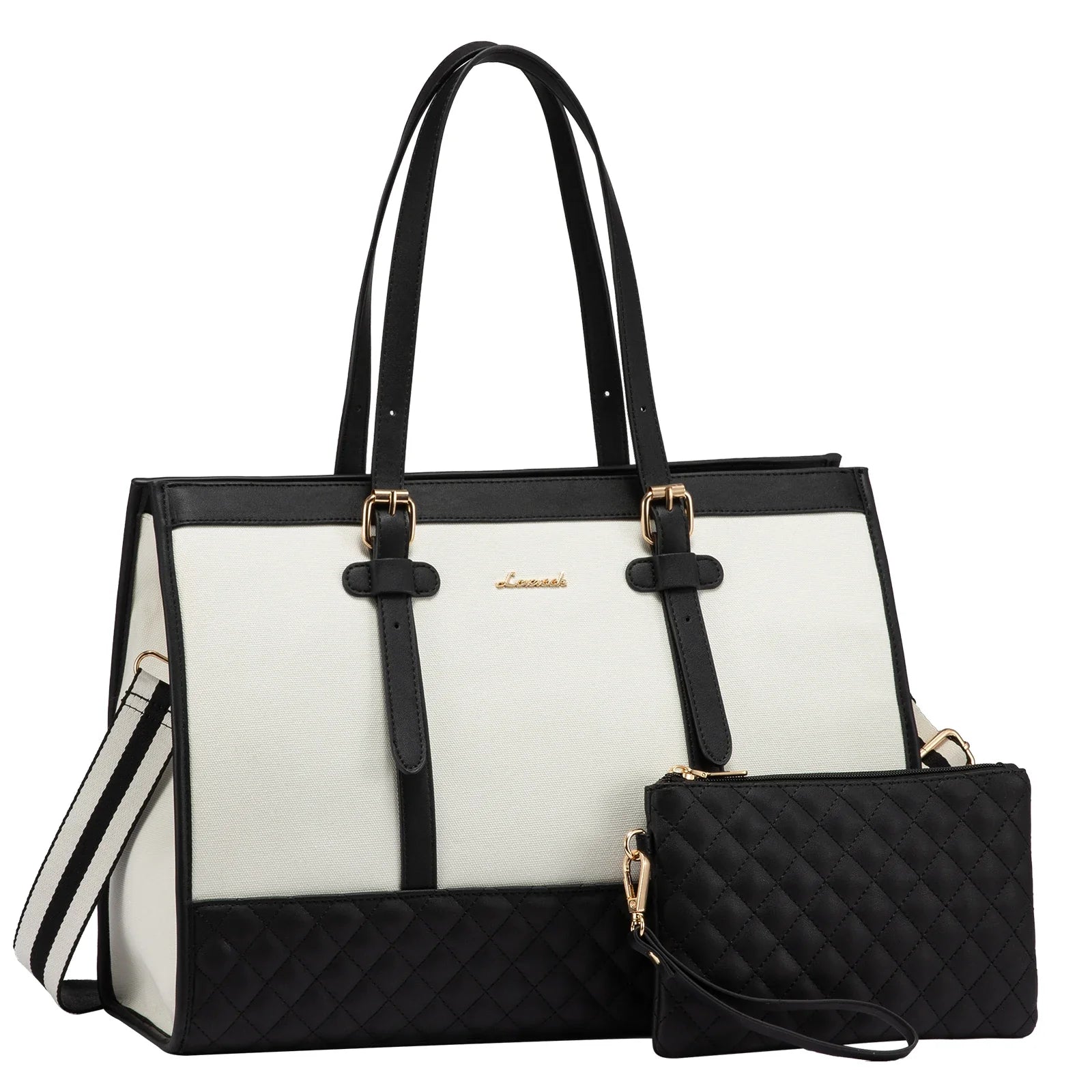 HKM-334931 Spacious Women's 2-Piece Laptop Tote Bag Set for Business and Travel, Fits Up to 15.6-Inch Laptops