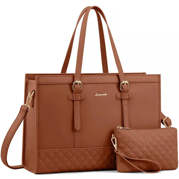 HKM-334931 Spacious Women's 2-Piece Laptop Tote Bag Set for Business and Travel, Fits Up to 15.6-Inch Laptops