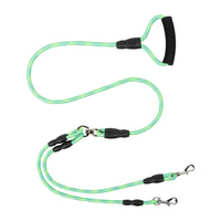 HKM-3352381 Reflective Nylon Woven Double Handle Dog Leash in Multiple Colors