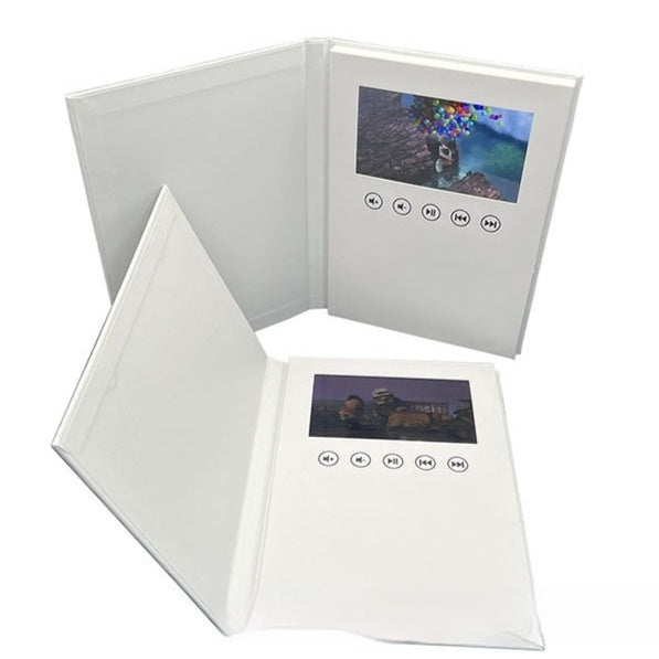 HKM-335251 7-Inch White Hardcover Greeting Card Blank Video Book - Japanese Style Coated Paper