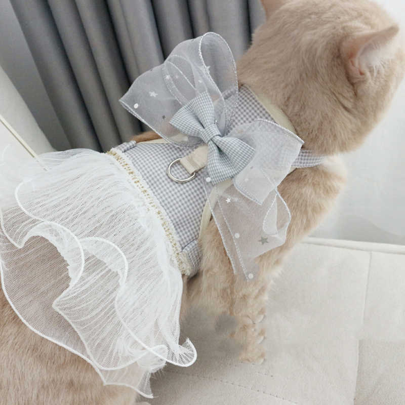 HKM-3352893 Three-Layer and Six-Layer Yarn Pet Leash Dress for Cats and Small Dogs