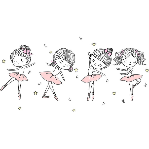 HKM-335315 Lovely Dancer 3D Stereo Wall Sticker for Bedroom - Waterproof PVC, Extra Large 104x52cm