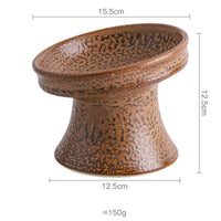 HKM-3353277 Ceramic Cat Bowl with Shallow Mouth and High Foot - Anti-Overturn Design in Various Patterns