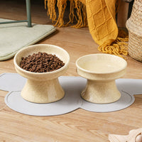 HKM-3353277 Ceramic Cat Bowl with Shallow Mouth and High Foot - Anti-Overturn Design in Various Patterns