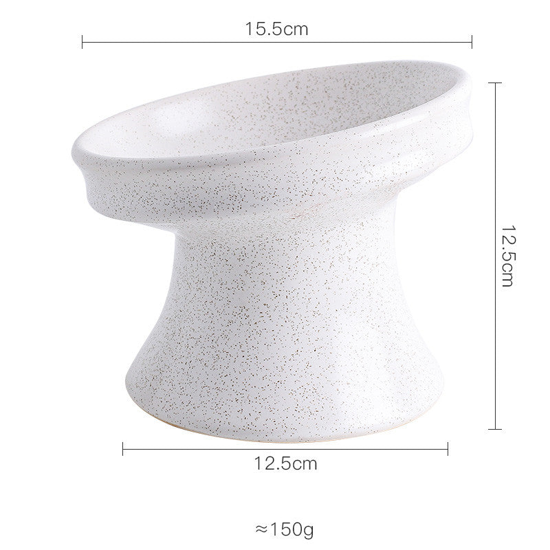 HKM-3353277 Ceramic Cat Bowl with Shallow Mouth and High Foot - Anti-Overturn Design in Various Patterns