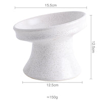 HKM-3353277 Ceramic Cat Bowl with Shallow Mouth and High Foot - Anti-Overturn Design in Various Patterns