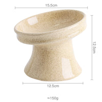 HKM-3353277 Ceramic Cat Bowl with Shallow Mouth and High Foot - Anti-Overturn Design in Various Patterns