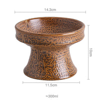 HKM-3353277 Ceramic Cat Bowl with Shallow Mouth and High Foot - Anti-Overturn Design in Various Patterns