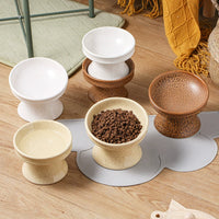HKM-3353277 Ceramic Cat Bowl with Shallow Mouth and High Foot - Anti-Overturn Design in Various Patterns