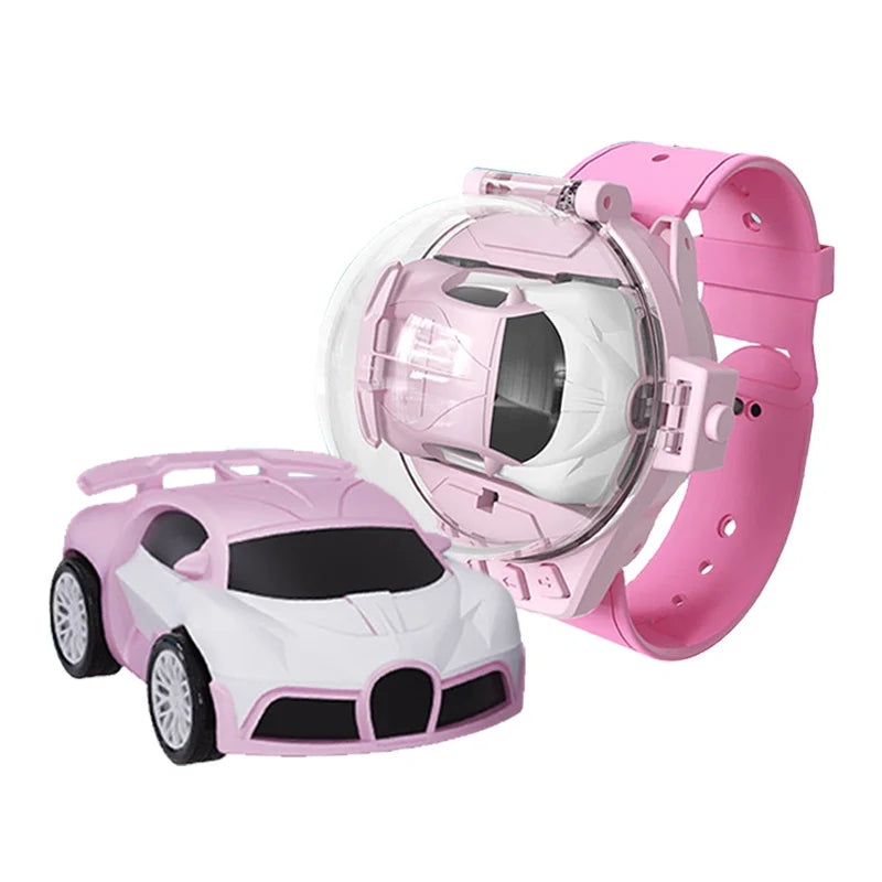 HKM-335379 Children's Mini Handheld Alloy Cartoon Watch Remote Control Car with Lights, USB Rechargeable, Multi-Function Fun