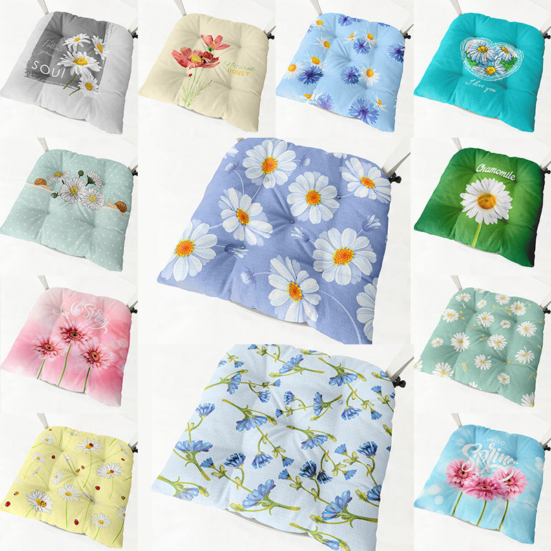HKM-335443 Daisy Floral Cotton Linen Chair Cushions in Various Styles and Colors