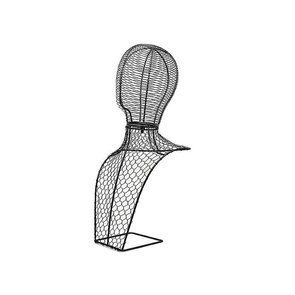 HKM-335443 Elegant Wrought Iron Half-Length Portrait Jewelry & Hat Rack in Black and Gold