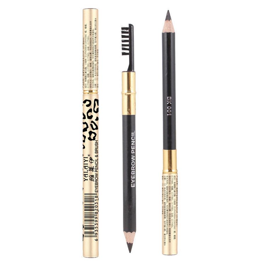 HKM-335443 Leopard Print Waterproof Eyebrow Pencil - Available in Black, Brown, Gray, and Light Brown