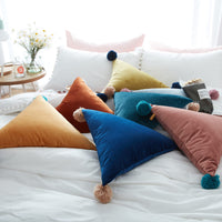HKM-335507 Solid Color Triangle Ball Cushion for Living Room - 50x50cm