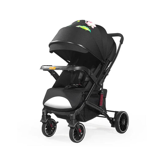 HKM-335571 Lightweight Foldable Baby Stroller with Dinner Plate Tray – Comfortable Luxury Pram for Infants