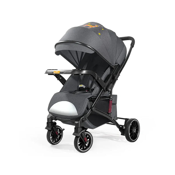 HKM-335571 Lightweight Foldable Baby Stroller with Dinner Plate Tray – Comfortable Luxury Pram for Infants