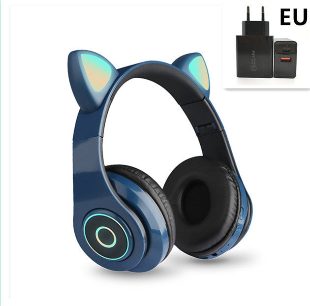 HKM-335571 Luminous Cartoon Cat Ears Bluetooth Headset with Stereo Sound and Foldable Design