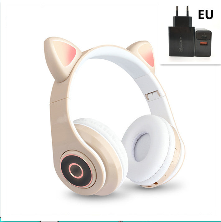 HKM-335571 Luminous Cartoon Cat Ears Bluetooth Headset with Stereo Sound and Foldable Design